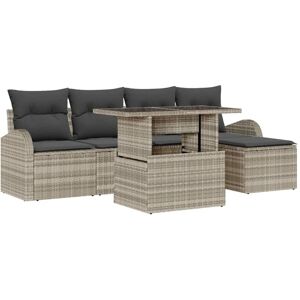 Garden Sofa Set with Cushion 6 pcs Light grey Poly rattan vidaXL