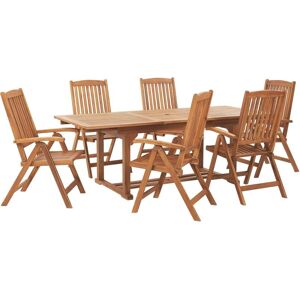BELIANI 6 Seater Garden Dining Set Acacia Wood Foldable Chairs Java