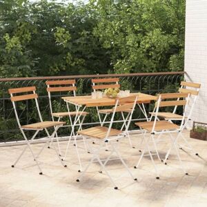Bonnevie - 7 Piece Folding Bistro Set,Bar Set Solid Wood Acacia and Steel VSVS896596