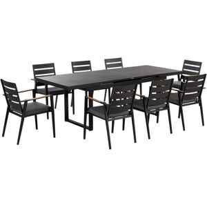 BELIANI Garden Dining Set 8 Seater VALCANETTO/TAVIANO with Cushions Metal Black