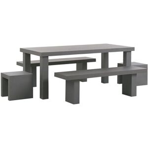 BELIANI Garden Dining Set with Benches and Stools 6 Seater TARANTO Concrete Grey