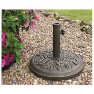 Kingfisher - Rattan Effect Garden Parasol Umbrella Base - Heavy Duty Weatherproof Traditional Adjustable Black Resin Umbrella Stand for Patio,