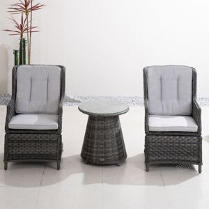 3-Piece Outdoor Dining Set – Aluminium Table & 2 Straight-Arm Chairs, pe Rattan, Waterproof, Rust-Proof, 5mm Tempered Glass - Abrihome
