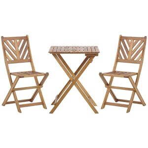 Beliani - Outdoor Patio Garden Furniture Bistro Set Light Acacia Wood Folding Terni