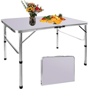 DAY PLUS Aluminium Folding Camping Picnic Table, 3FT Foldable Garden Patio Coffee Kitchen Dinning Table