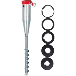 Alwaysh - Base, Parasol Holder, Support, Screw-in Ground Socket, 25-55 mm Adapters, Galvanized Steel, Silver
