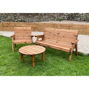 CHARLES TAYLOR TRADING Charles Taylor Grand 4 Seater Wooden Angled Companion Bench Chair & Round Table
