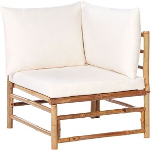 Beliani - Bamboo 1-Seat Corner Section Armless Chair Seat Padded with Cushion Outdoor Furniture Off-White Cerreto