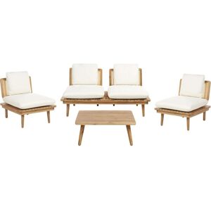 BELIANI Boho Outdoor Garden 5 Piece Certified Acacia Wood 4 Seater Conversation Set with Cushions Accadia