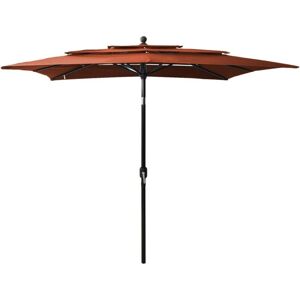 TORANA 3-Tier Garden Parasol with Aluminium Pole Terracotta 2.5x2.5 m vidaXL