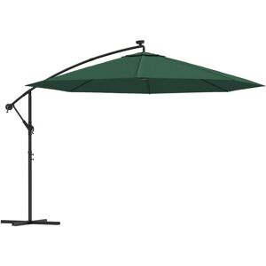 Cantilever Garden Parasol with led Lights and Metal Pole 350 cm Green Vidaxl