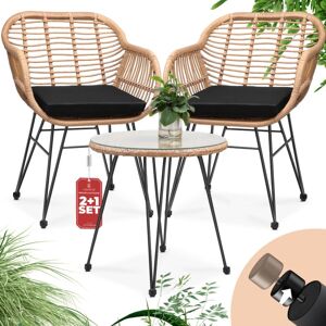 Casaria - 3 Pcs Garden Table Chairs Set Poly Rattan Balcony Lounge Patio Terrace Outdoor »Bali« Side Dining Bistro Cafe Pub 2 Seater Wicker