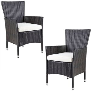 Poly Rattan Chairs Garden Outdoor Patio Furniture Dining Seat Terrace Seating Wicker Stackable Lightweight Brown - Casaria
