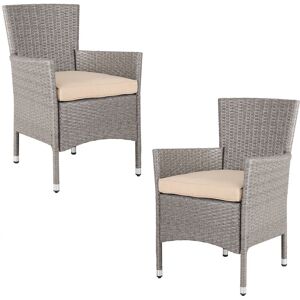 Poly Rattan Chairs Garden Outdoor Patio Furniture Dining Seat Terrace Seating Wicker Stackable Lightweight Cream - Casaria