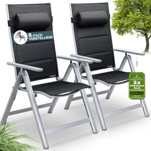 Casaria - 2x/4x Bern Premium High Back Folding Aluminium Garden Chairs 8-Point Reclining Padded Armchair Foldable Lightweight Outdoor Patio Balcony