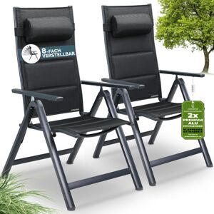 Casaria - 2x/4x Bern Premium High Back Folding Aluminium Garden Chairs 8-Point Reclining Padded Armchair Foldable Lightweight Outdoor Patio Balcony