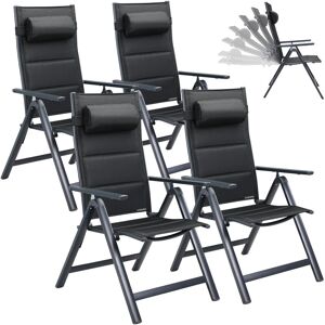 Casaria - 2x/4x Bern Premium High Back Folding Aluminium Garden Chairs 8-Point Reclining Padded Armchair Foldable Lightweight Outdoor Patio Balcony