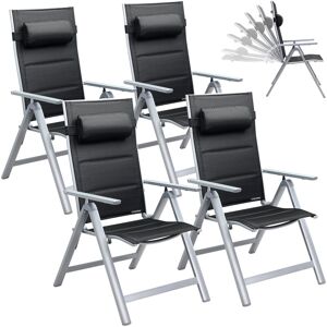 Casaria - 2x/4x Bern Premium High Back Folding Aluminium Garden Chairs 8-Point Reclining Padded Armchair Foldable Lightweight Outdoor Patio Balcony