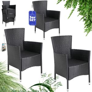 CASARIA® Stackable Rattan Garden Chair Set, Weatherproof, Adjustable, 160 kg Load Capacity, Garden, Patio, Balcony, Armchair 3 Pieces Set