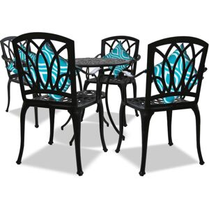 Centurion Supports - positano Luxurious Garden & Patio Table & 4 Large Chairs with Armrests Cast Aluminium Bistro Set - Black
