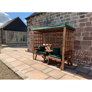 Charles Taylor Trading - Charles Taylor Wooden Grand Henley Garden Arbour & 2 Chairs Seat Green Cover