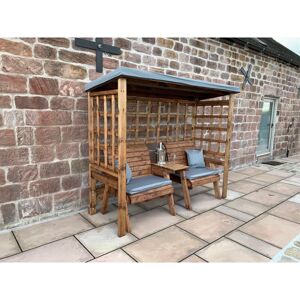 Charles Taylor Trading - Charles Taylor Wooden Grand Henley Garden Arbour & 2 Chairs Seat Grey Cover