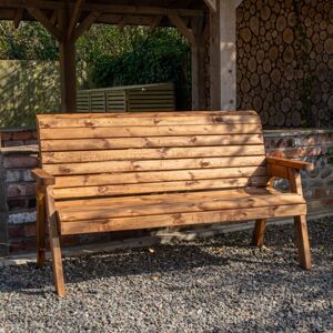 Samuel Alexander - Charles Taylor Hand Made Traditional 3 Seater Chunky Rustic Wooden Garden Bench Furniture Assembled