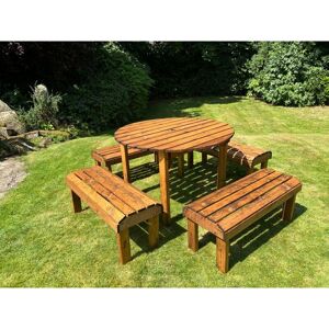 Charles Taylor Trading - Knights Eight Seater Round Garden Table Set - Timber - L230 x W230 x H80 cm