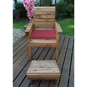 CHARLES TAYLOR TRADING Charles Taylor Wooden Garden Chair Lounger Seat & Footstool & Cushion