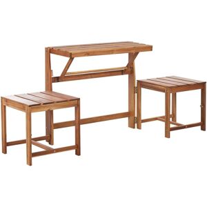 Beliani - Convertible Multifunctional Garden Picnic Outdoor Foldable Bench Bistro Set Natural Acacia Wood Tuenno
