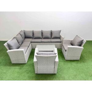 Fimous - 8 Seater Garden Outdoor pe Rattan Furniture Set Rattan Garden Sofa Set with 2 Chair Light Grey Mixed