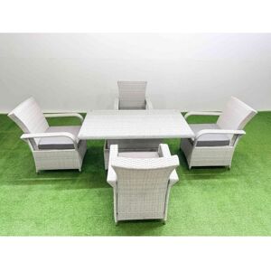 Outdoor Rattan Garden Furniture Set Patio 4 Chairs Plus Height adjustable dining table Sets Light Grey Mixed - Fimous