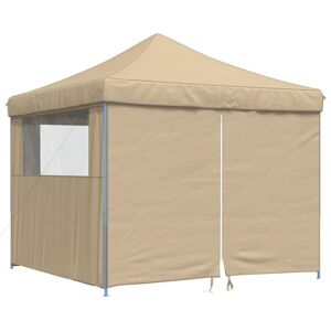 Vidaxl - Foldable Party Tent Pop-Up with 4 Sidewalls Beige