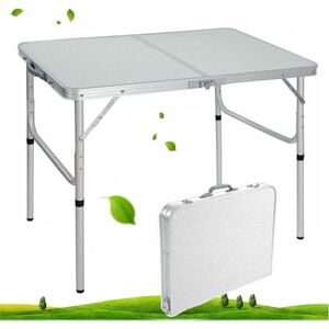 DAYPLUS Foldable Picnic Tables 3FT/ 90CM with Carry Handle White Fold Away Table Heavy Duty Folding Table Compact for Camping Party Gardening Dining Trestle