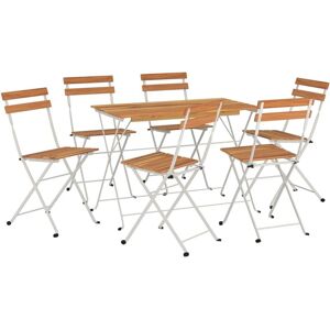 7 Piece Folding Bistro Set Solid Wood Acacia and Steel Vidaxl