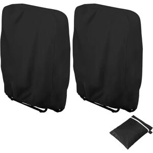 JALLERIA Folding Chair Cover, 2 Pack Oxford Windproof, Anti-UV, Dustproof Garden Furniture Cover, Folding Sun Lounger with Storage Bag (Black)