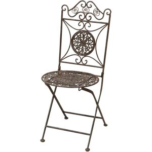 Biscottini - Folding wrought iron chair Garden and terrace chair with decorative motifs on the backrest Rustic Vintage Style Outdoor Indoor