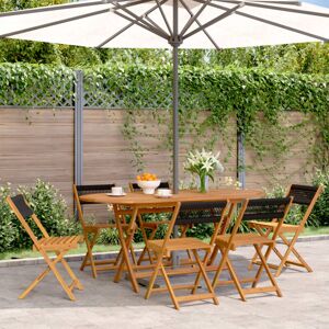 Bonnevie - Folding Garden Chairs 6 pcs,Outdoor Chair Black Solid Wood Acacia VSVS493993