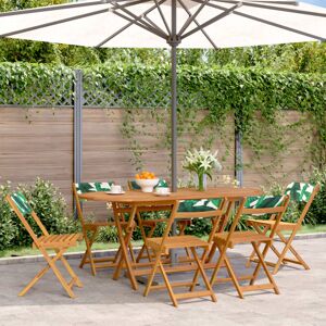 Bonnevie - Folding Garden Chairs 6 pcs,Outdoor Chair Green Fabric and Solid Wood VSVS701380