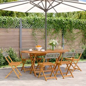 Bonnevie - Folding Garden Chairs 6 pcs,Outdoor Chair Grey Poly Rattan and Solid Wood VSVS215600