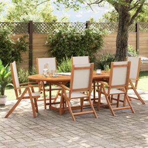 BONNEVIE Folding Garden Chairs 6 pcs,Outdoor Chair Solid Wood Acacia and Textilene VSVS430953
