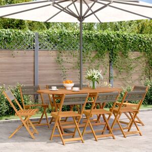 Bonnevie - Folding Garden Chairs 8 pcs,Outdoor Chair Grey Solid Wood Acacia VSVS612422