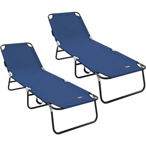 Vidaxl - Folding Sun Lounger 2-person 2 pcs Blue 56 x 189 x 87cm Fabric