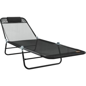 Vidaxl - Folding Sun Lounger Folding Black 182 x 55 x 85.5cm Textilene