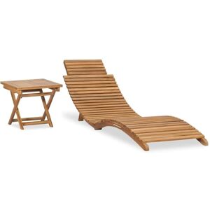 Bonnevie - Folding Sun Lounger,Lounge Chairs with Table Solid Teak Wood VSVS923530