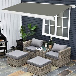 Green Bay - Full Cassette Manual Retractable Awning Garden Patio Canopy Sun Shade Grey 3x2.5M