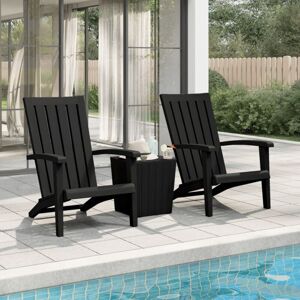 BONNEVIE Garden Adirondack Chairs 2 pcs,Outdoor Chair Black Polypropylene VSVS341687