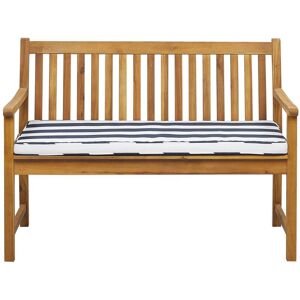 Beliani - Rustic Garden Bench Acacia Wood 120 cm with Cushion Outdoor Patio Blue Vivara