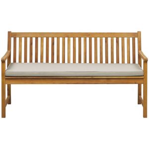 Beliani - Rustic Garden Bench Acacia Wood 160 cm with Cushion Outdoor Patio Taupe Vivara