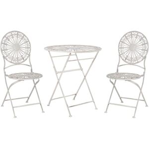 Beliani - Garden Bistro Set Table 2 Chairs Foldable Metal Distressed Effect White Scafia